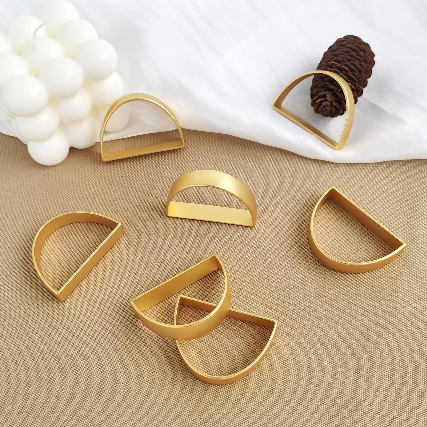 12PCS Gold Napkin Rings, Metal Napkin Rings, Fall Thanksgiving Christmas Table Decorations, Wedding, Banquet, Party, Easter Table Napkin Decorations