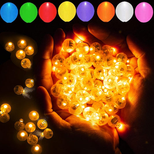100pcs LED Orange Balloon Light Mini Tiny Led Lights, Small Round Led Ball Lamp for Paper Lantern Balloon Indoor Outdoor Party Event Fun Birthday Party Wedding Decoration Supplies