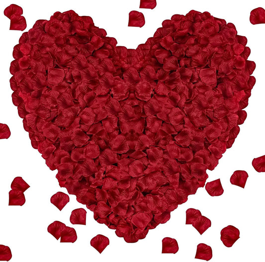 1000Pieces Rose Petals, Artificial Flower Petals Fake Rose Petals for Romantic Night,Wedding,Proposal Anniversary Flower Decorations(Dark Red)