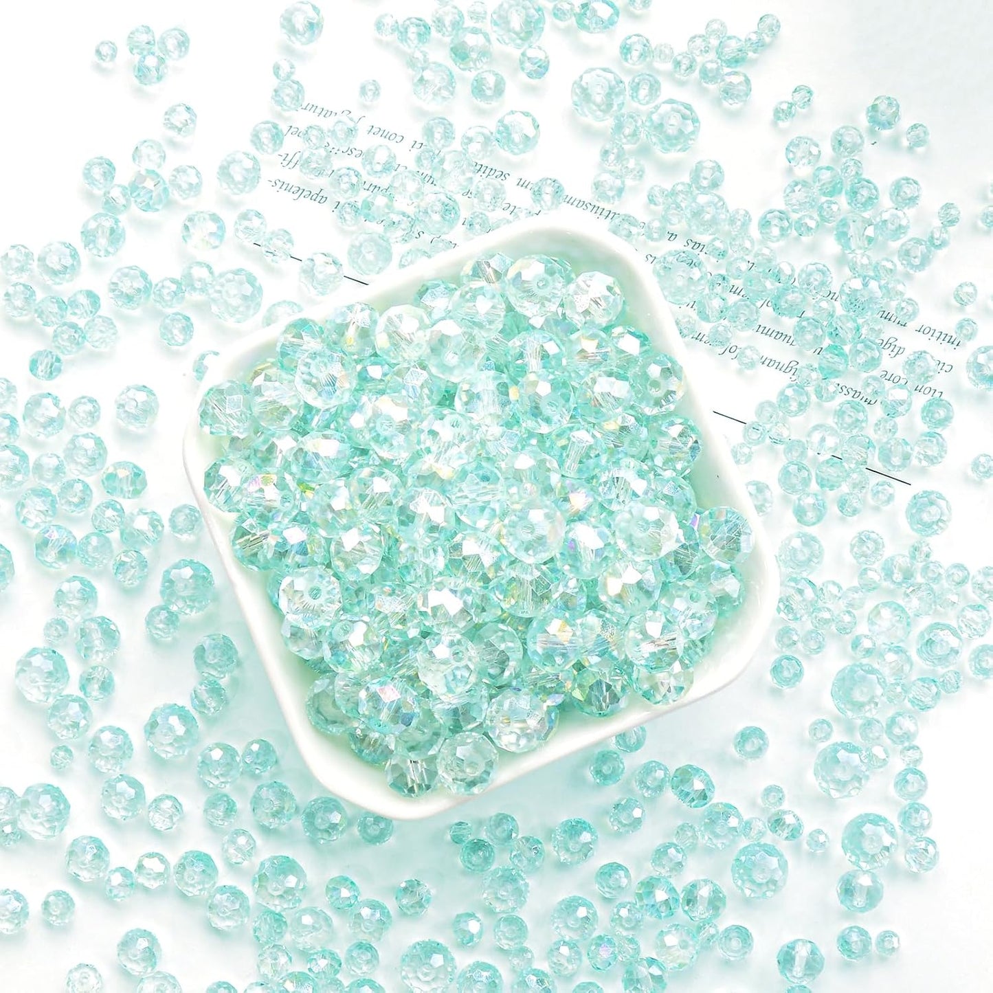 1200Pcs 4mm Crystal Glass Beads for Jewelry Making Beads for Bracelets Necklace Pendants Making Supplies(Light Blue Green)