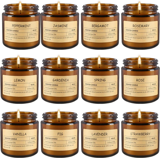 12Pack Scented Candle Set - Aromatherapy Candle Gift Set – Long Lasting Jar Candles for Men| Women, Ideal for Birthdays, Mother's Day Thanksgiving Gifts