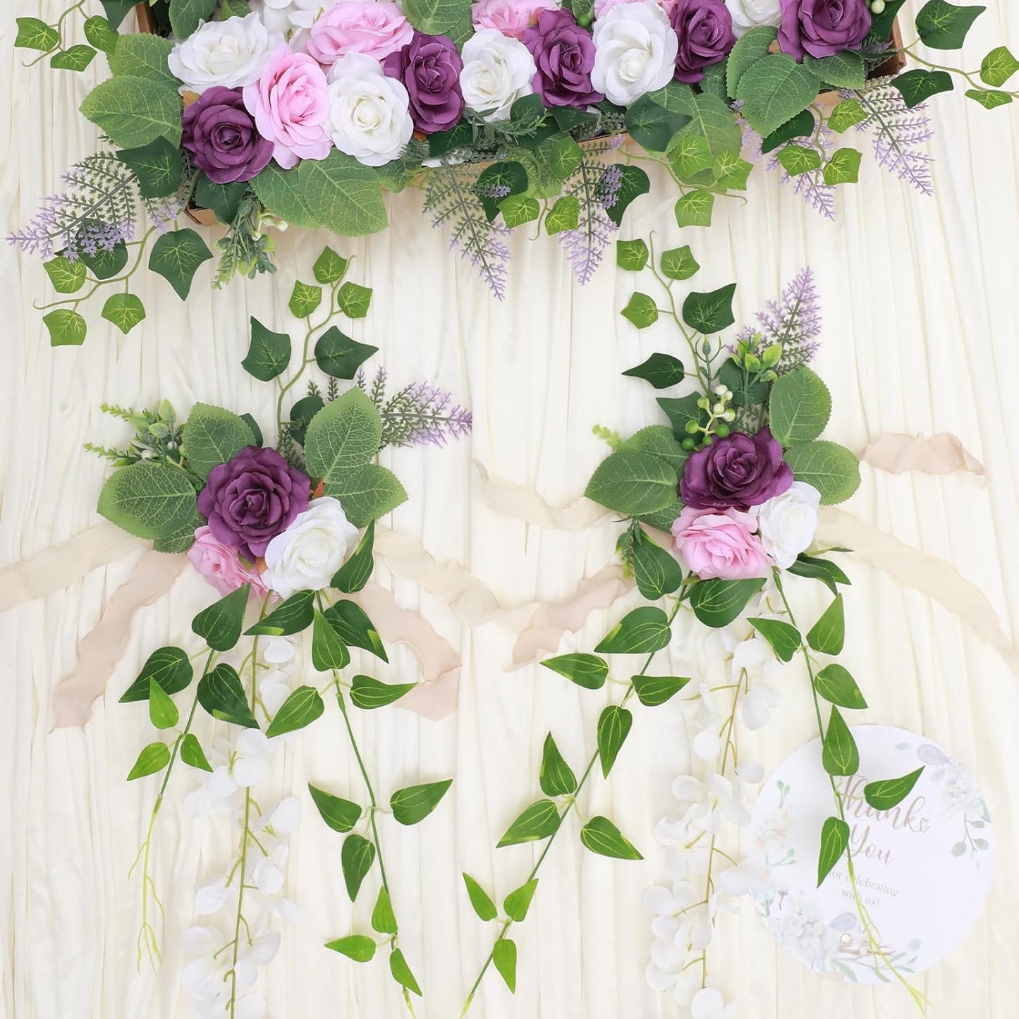 Wedding Aisle Decorations Set of 10 Chair Back Flowers Floral Pew Wedding Decorations for Ceremony with Chiffon Ribbons Fall Decor