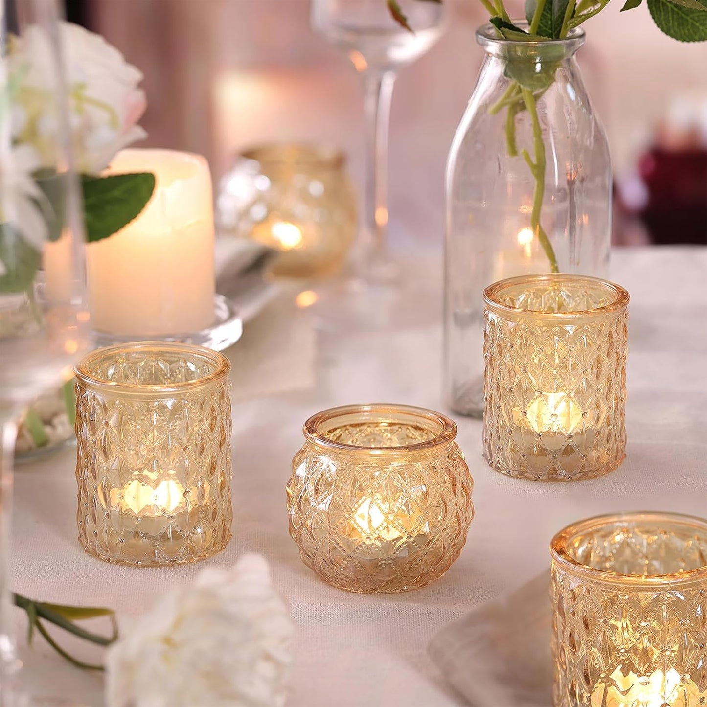 12pcs Assorted Gold Votive Candle Holders, Tea Light Candle Holder for Table Centerpiece, Gold Candle Holders for Wedding Centerpieces, Brithday and Holiday Decorations