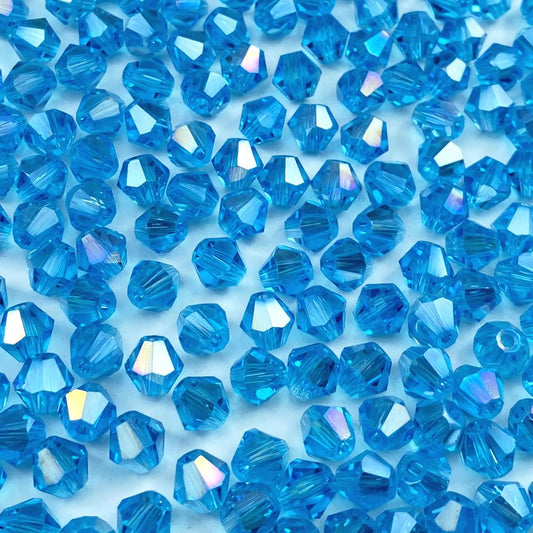 100pcs 8mm Bicone Crystal Glass Beads Loose Spacer Beads Faceted Craft Beads for Jewelry Making DIY Necklace Bracelet Earring Wind Chimes Suncatchers Ornamen(Aquamarine AB)