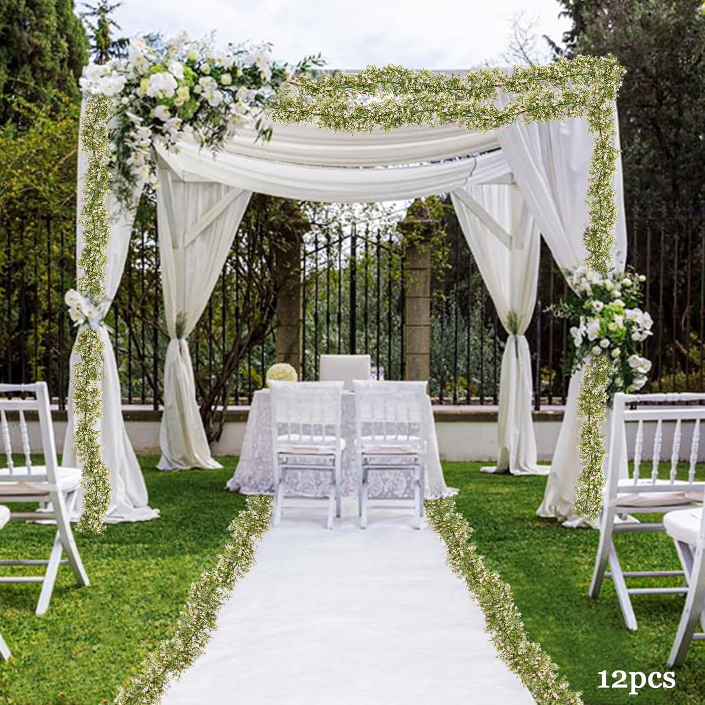 2 Pcs 5.8ft Artificial Baby Breath Flower Vines, Babys Breath Artificial Flowers Real Touch Faux Gypsophila Hanging Fake Baby's Breath Garlands for Wedding and Baby Shower Decor（Pink）