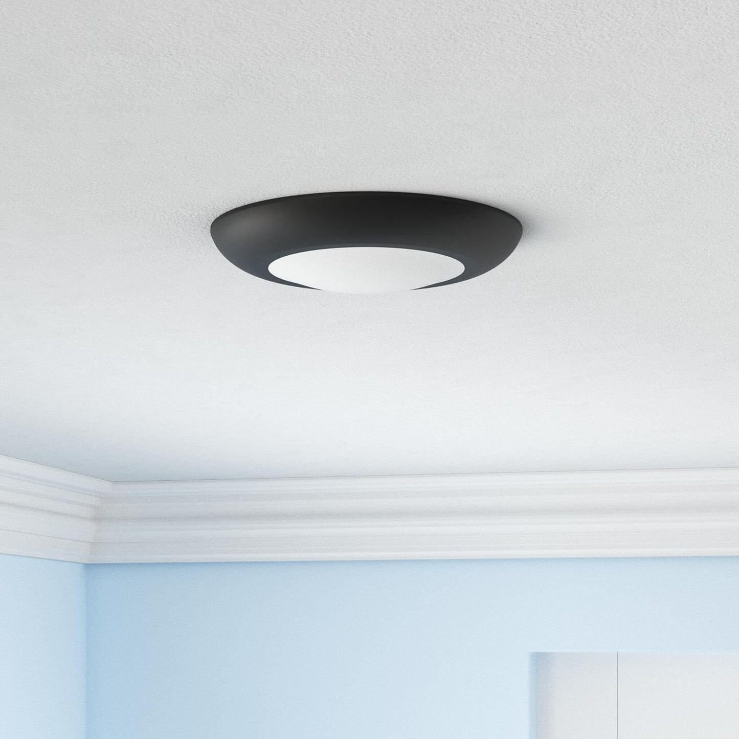 10 Packs 4 Inch Black LED Low Profile Recessed & Surface Mount Disk Light, Round, 10W, 600 Lumens, 3000K Warm White, CRI80, DOB Design, Dimmable, ETL Listed