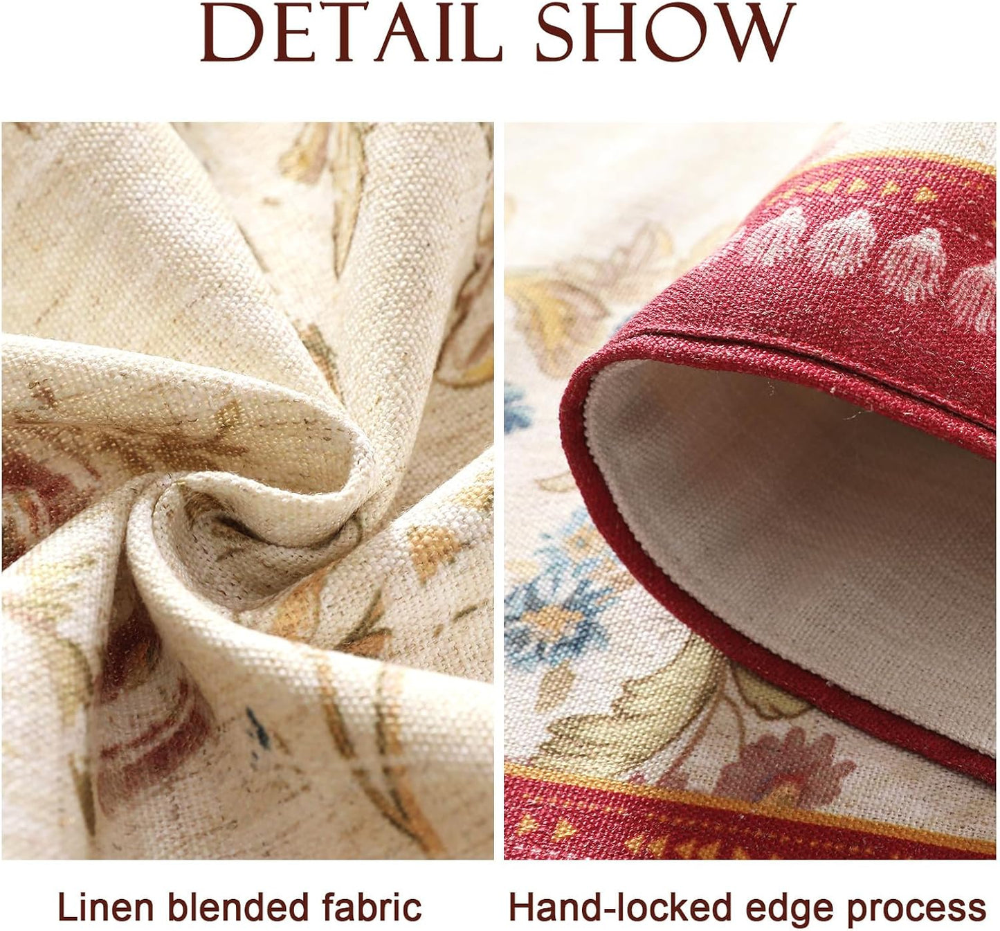 patdrea Designer Farmhouse Linen Table Runner, Rustic Cottage Mauve with Rooster and Floral Pattern Fabric Table Mat, Decoration for Kitchen Dining Coffee Table Banquet Christmas , 12"*102"