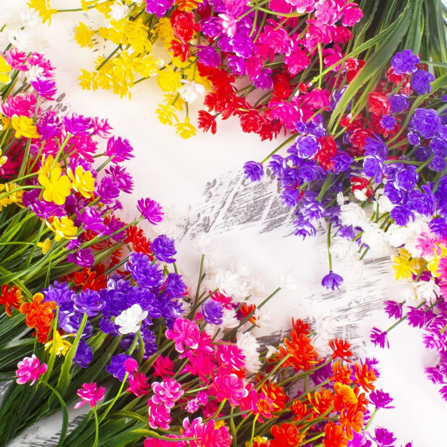 Artificial Flowers Outdoor UV Resistant Fake Plants Indoor Outside Hanging Planter Home Garden Decor, 10 Bundles (Red)