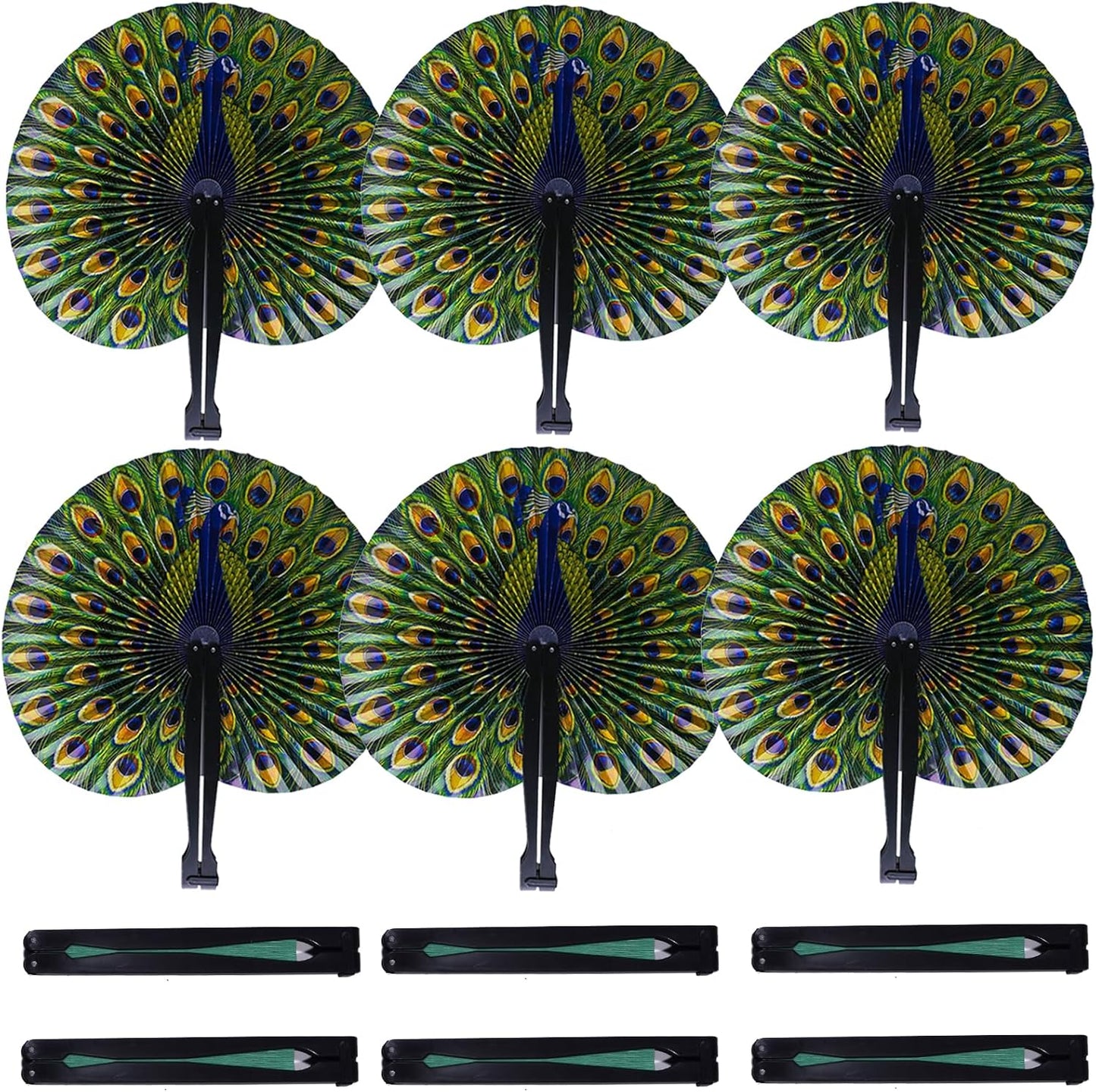 10 Pcs 10" Safari Print Peacock Fans Decorations Animal Folding Paper Hand Fans Bulk for Gifts,Weddings Festival,Birthday,Summer,Party Favors,School Cultural Shows