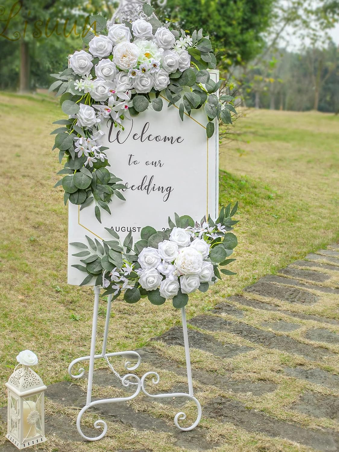 Wedding Arch Flowers, Artificial Flowers for Decoration, Large Flower Swag for Boho Styles Wedding Ceremony Floral Decor - Pack of 2