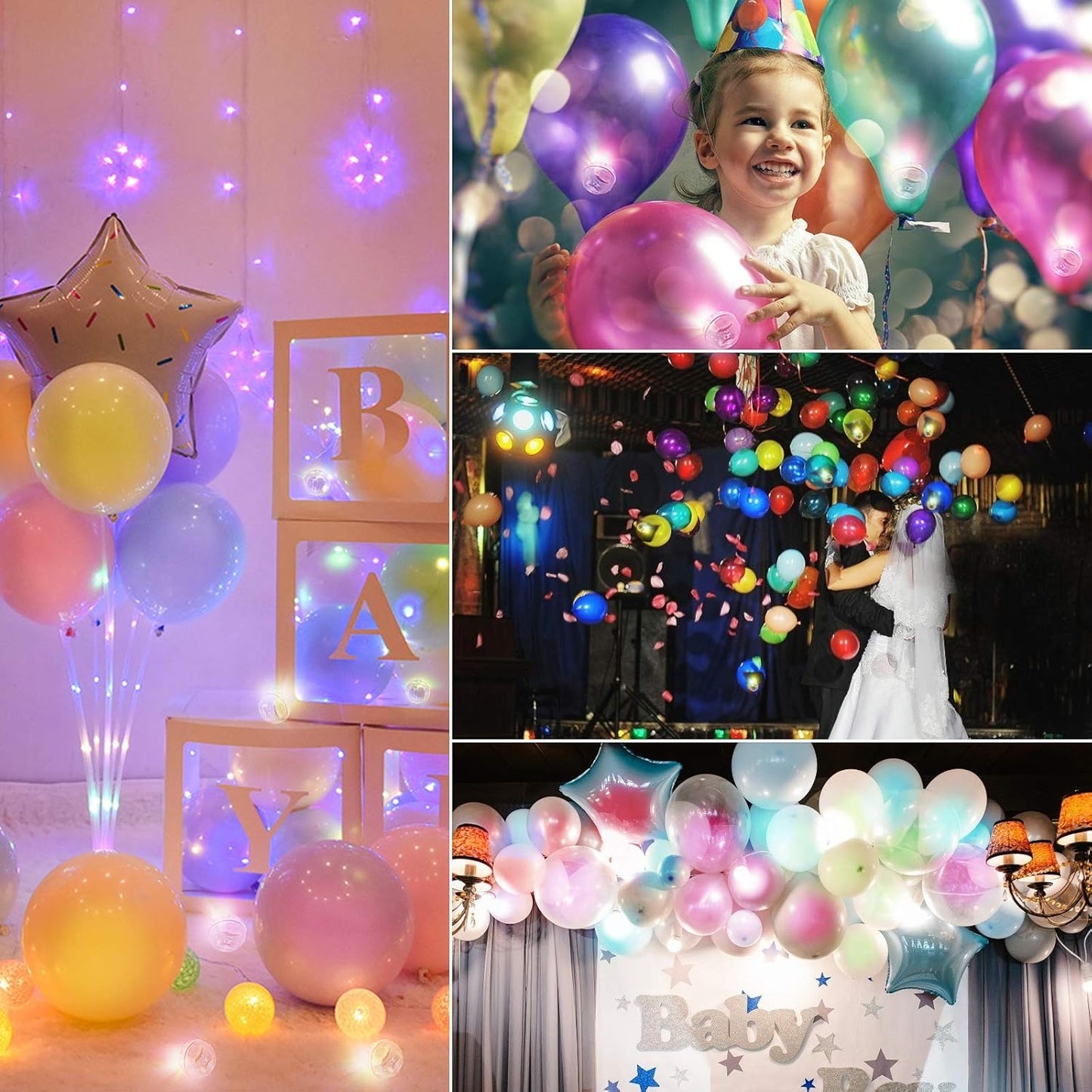 100pcs Multicolor LED Balloon Lights, Rainbow Colored Round Led Flash Mini Ball Lights for Paper Lantern Balloon, Indoor Outdoor Party Event Fun Birthday Party Wedding Halloween Christmas Decorations