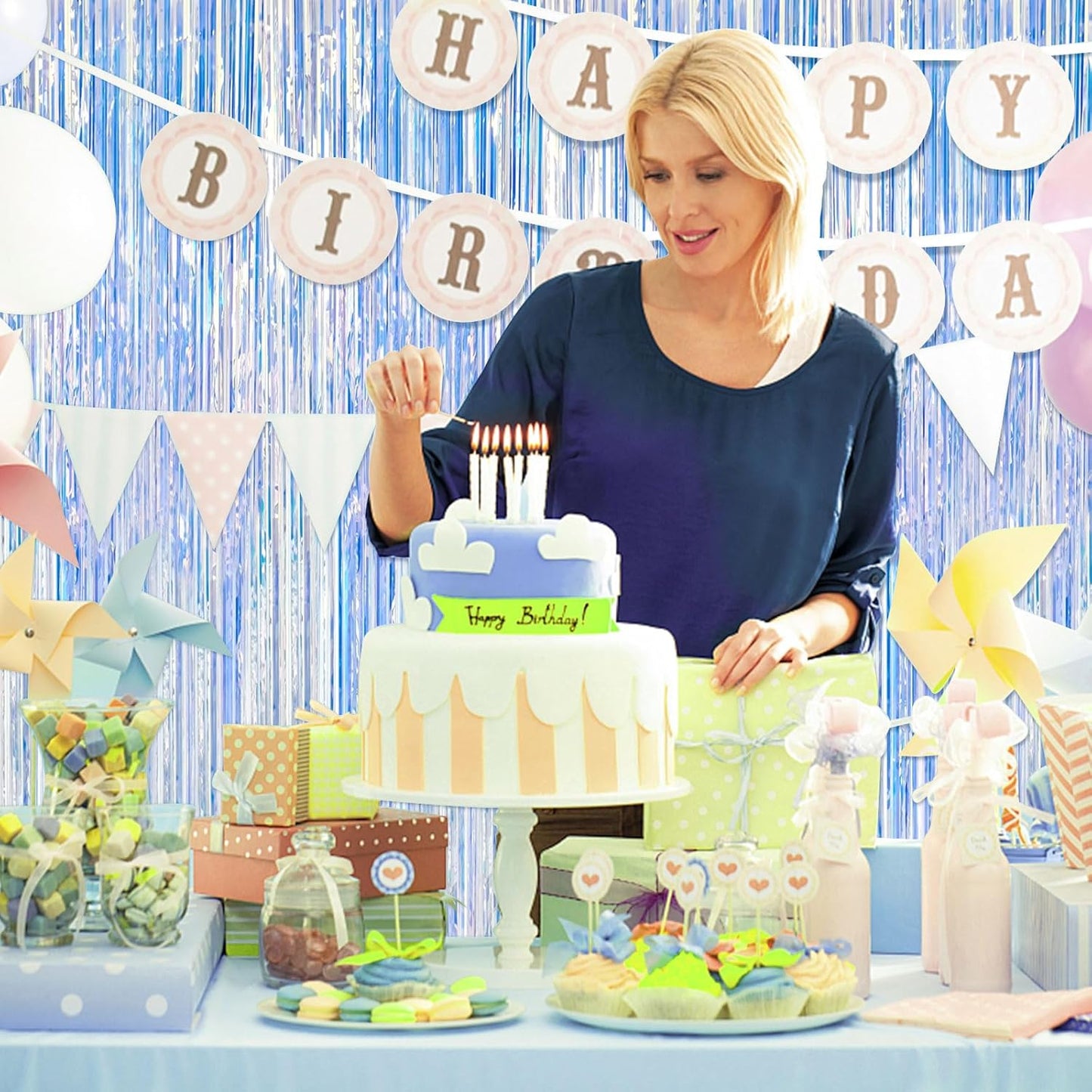 10 Pack Iridescent Party Backdrop Decorations Tinsel Curtain Birthday Decorations Foil Fringe Photo Booth Streamer Backdrop Iridescent Theme Christmas Bachelorette Graduation Party Decorations