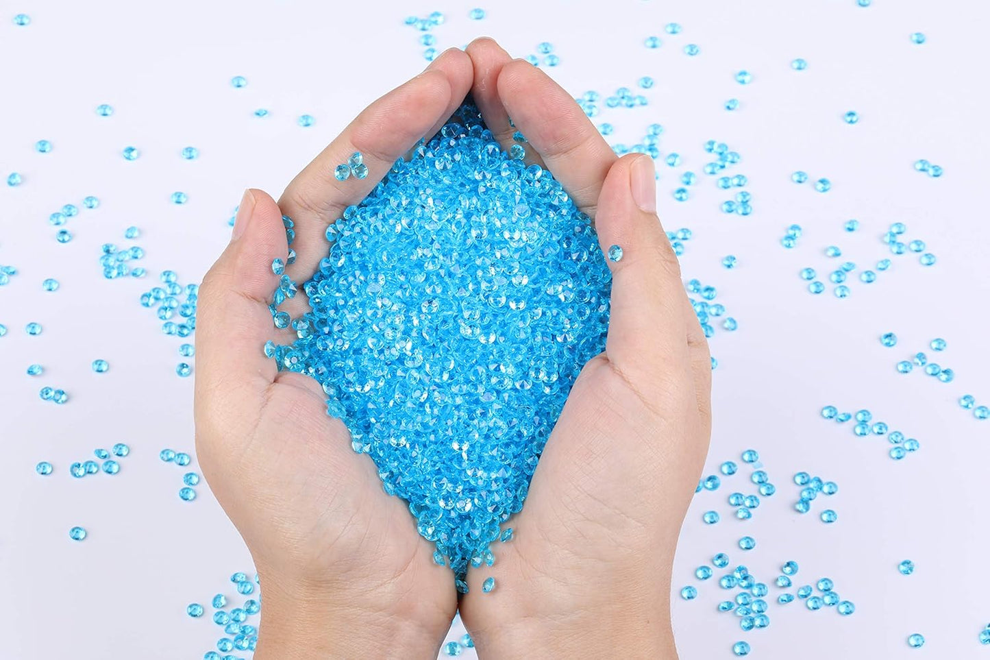 10000 pcs/Pack Wedding Table Scatter Confetti Crystals Acrylic Diamonds Vase Fillers 4.5 mm Rhinestones for Wedding, Bridal Shower, Vase Beads Decorations (Lake Blue)