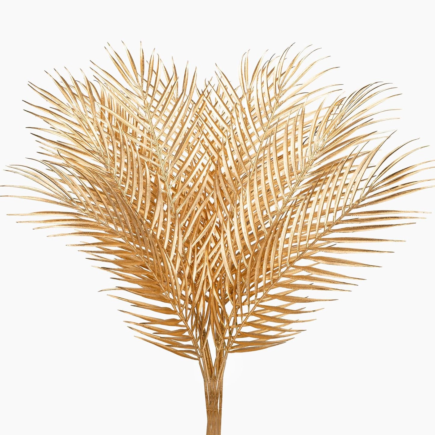 29” Large Gold Palm Leaves Palm Fronds Tropical Leaves Areca Palm Branches Artificial Palm Leaves with Stem Golden Palm Tree Leaves Faux Palm Leaves for Floral Arrangement Fake Gold Leaves 12Pcs
