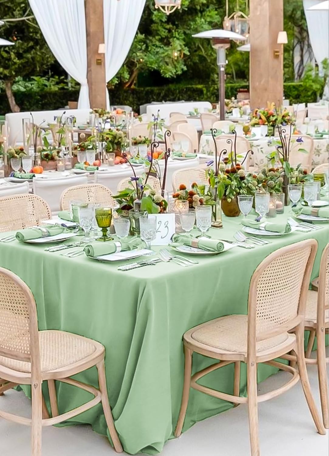 12 Pack Sage Green Tablecloths for Rectangle Tables 60 x 126 Inch Sage Green Polyester Tablecloth 8 Foot Rectangle Table Cloth Washable Fabric Table Cover for Party Wedding Banquet Restaurant Events