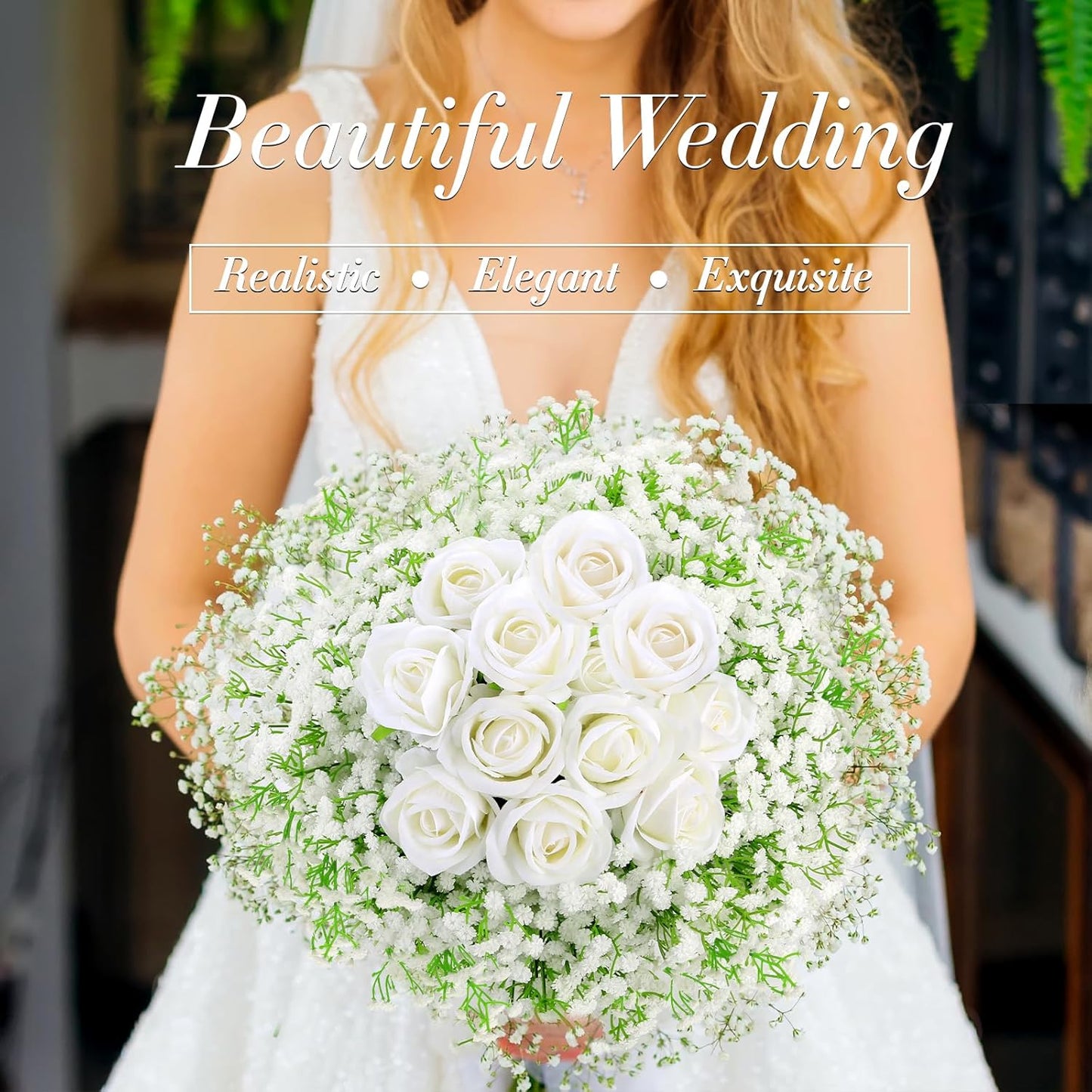 Babys Breath Artificial Flowers, Real Touch Babys Breath Flowers Artificial Bulk for Wedding Decor, White Fake Flowers for Party Home Garden Decor (24, White)