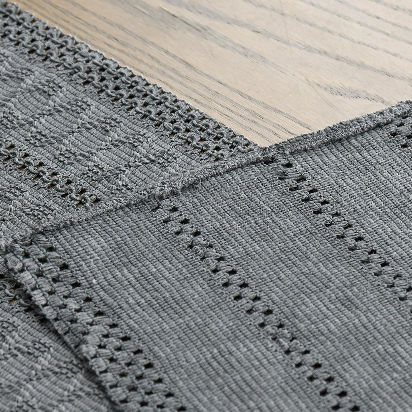 Artoid Mode Dark Grey Farmhouse Woven Rustic Hollow Table Runner, Seasonal Holiday Hollow Kitchen Dining Table Decoration for Home Party Decor 12x60 Inch