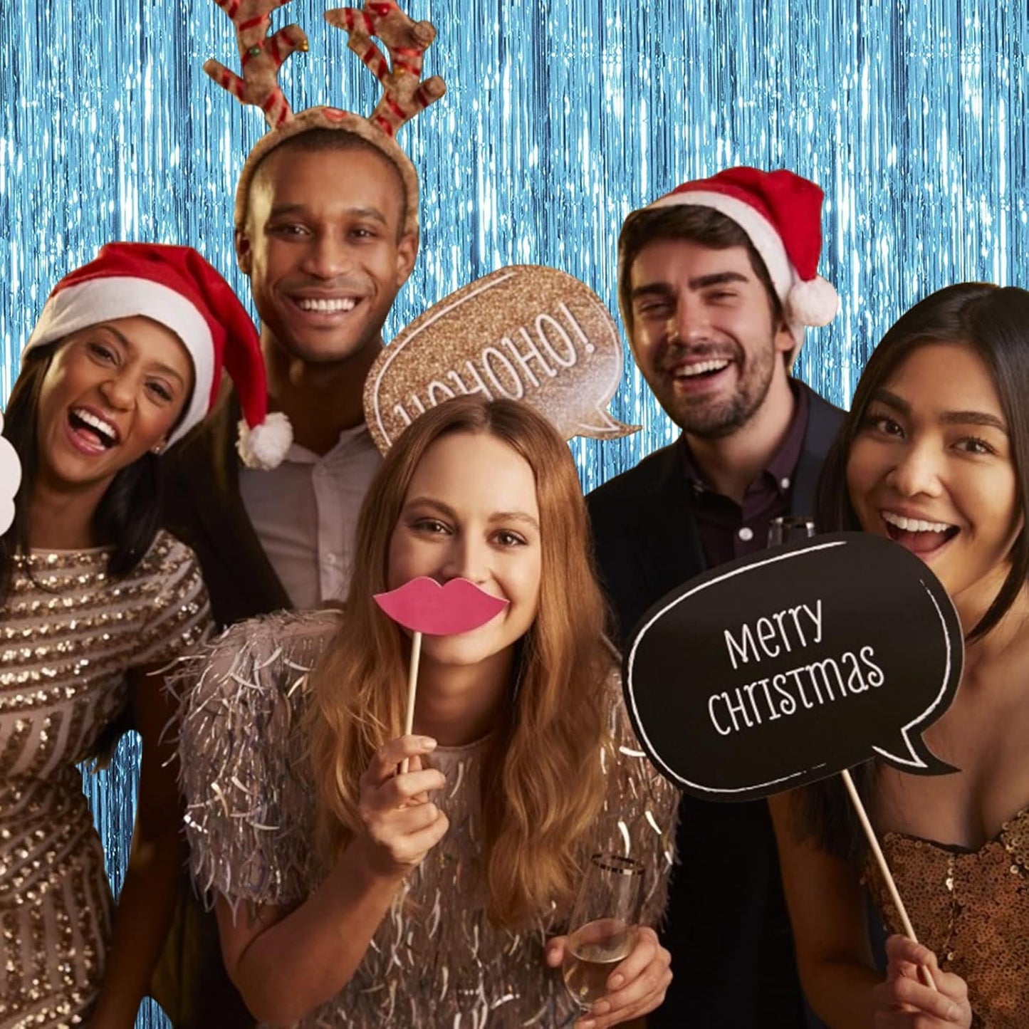 10 Pack Blue Backdrop Curtain Tinsel Streamers Ocean Themed Decor Birthday Party Decorations Foil Fringe Backdrop Graduation Baby Shower Bachelorette Winter Party Decorations Supplies