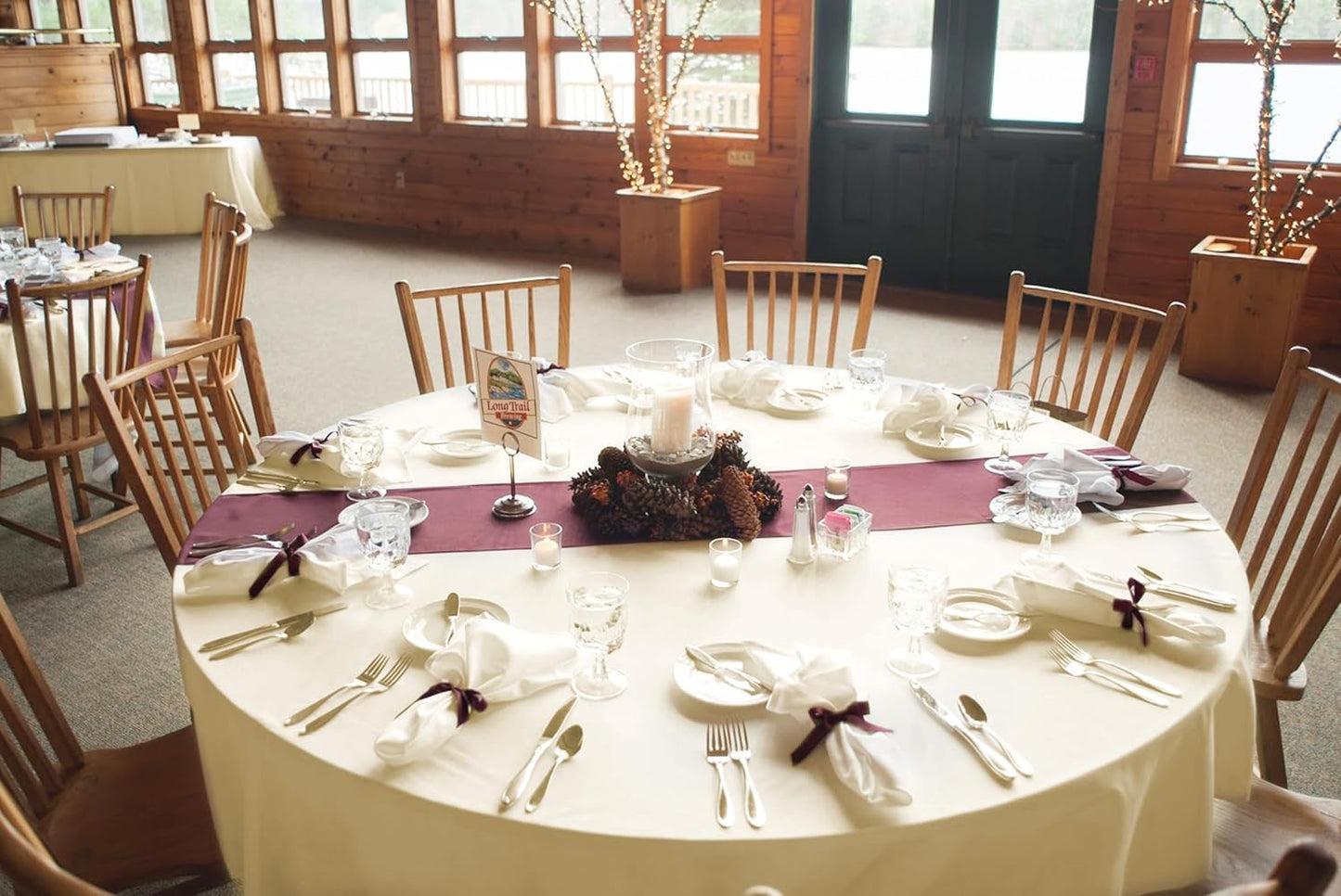 10 Pack Round Tablecloths - 108 Inch, Beige Polyester Table Cover for Round Tables, Stain and Wrinkle Resistant Washable Fabric Table Cloth, Polyester Tablecloth for Wedding Banquet Partie