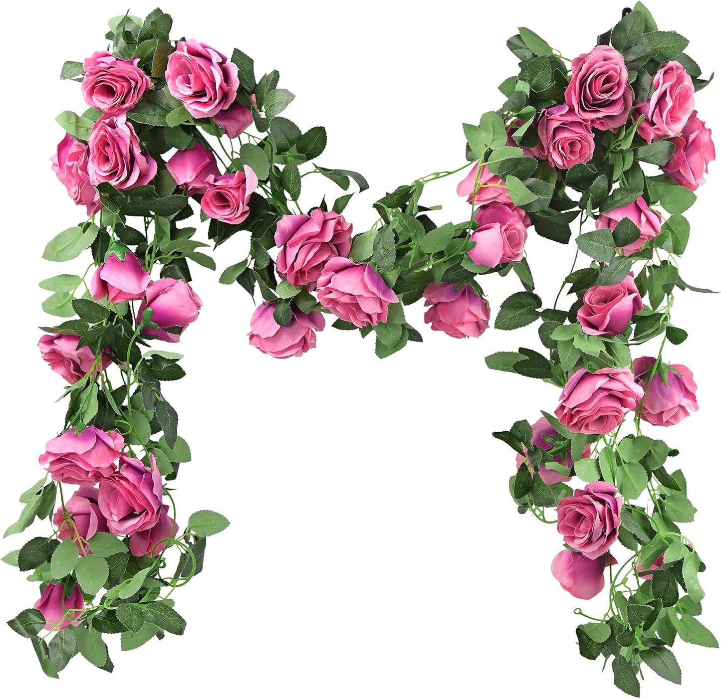 FiveSeasonStuff 29 Ft 4 Pack Rose Silk Flower Garland Artificial Flowers Decoration Hanging Floral Décor for Wedding Baby Shower Birthday Party Garden (Fuchsia)