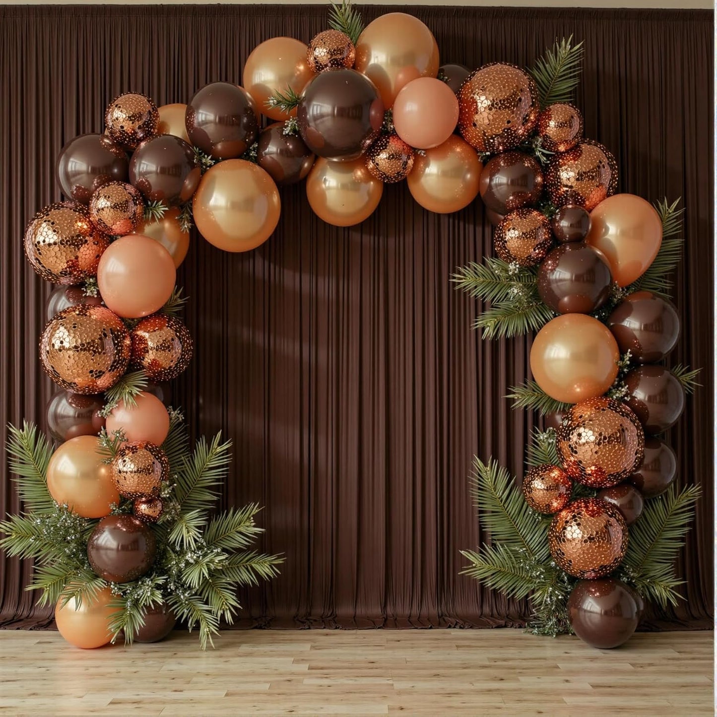 10 ft x 10 ft Wrinkle Free Brown Backdrop Curtain for Parties, Wedding Brown Photo Backdrop Drapes, Fabric 2 Panels 5x10ft for Baby Shower Photoshoot Engagement Birthday Photography Background