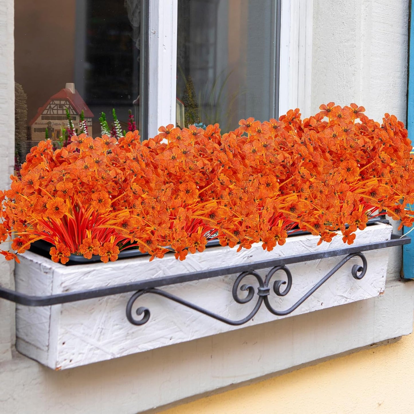 20 Bundles Artificial Fall Flowers No Fade Faux Autumn Plants Fake Flowers No Fade Faux Plastic Plants Thanksgiving Harvest Decoration (Fall Red)