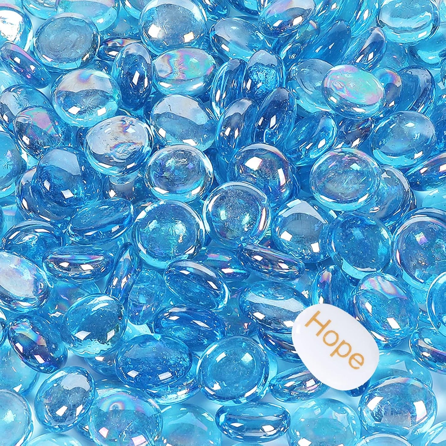 11LB Fire Glass Beads and Marbles for Outdoor Fire Pit and Fireplace, Glass Gemstones for Vase Filler, Aquariums, Hydroponics Plants, Home Decor and Christmas DIY Craft, Turquoise