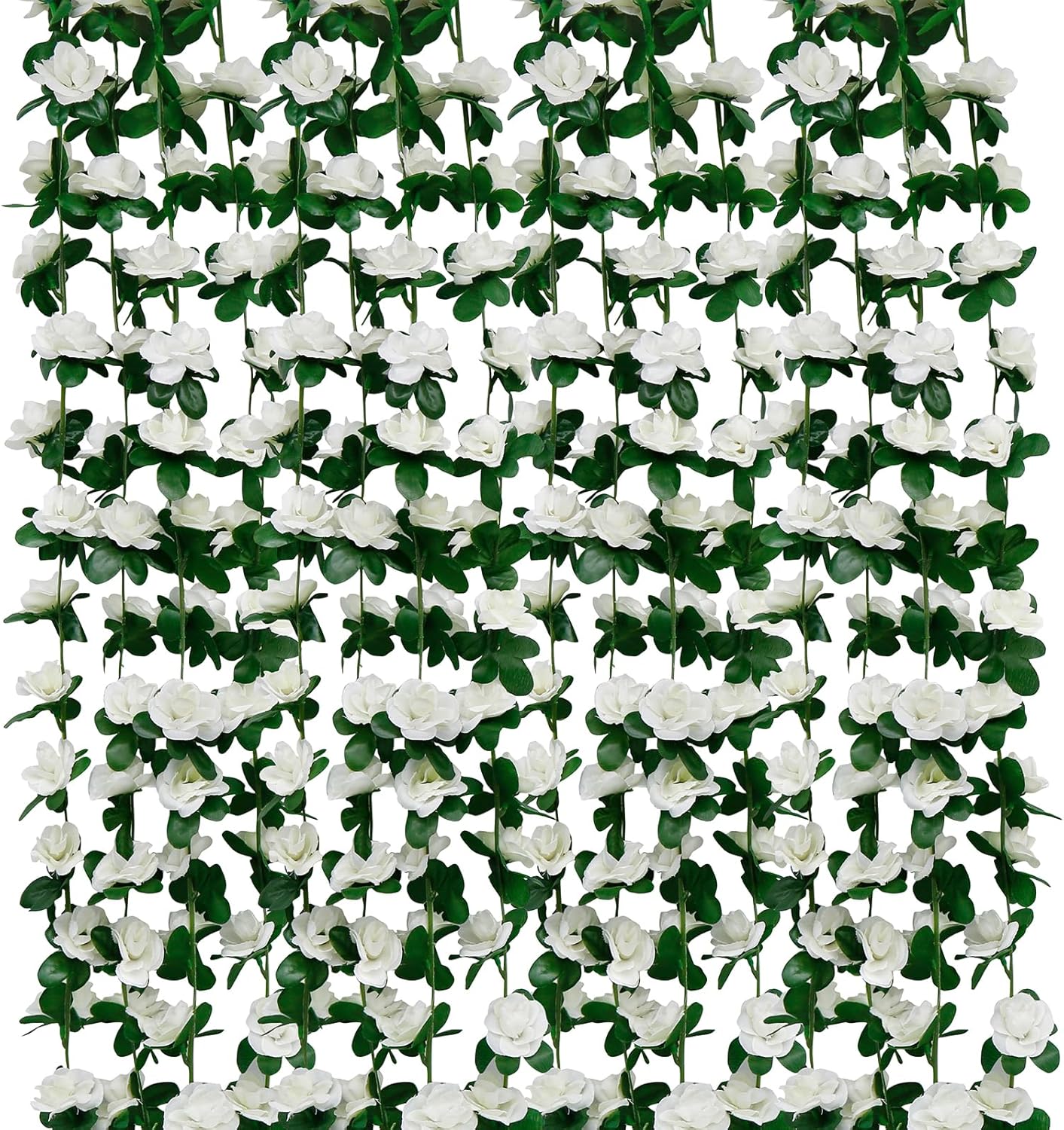 12 PCS 98.4 FT Artificial Flower Garland White Rose Garland for Wedding Room Decor（12,White）