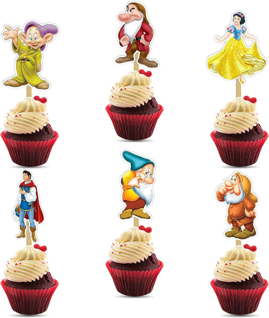 "Snw Whte and the Sevn Dwafs Cupcake Topper | Fairytale Party Decor | Enchanted Forest Theme | Classic Story Celebration | Magical Cake & Cupcake Decorations"