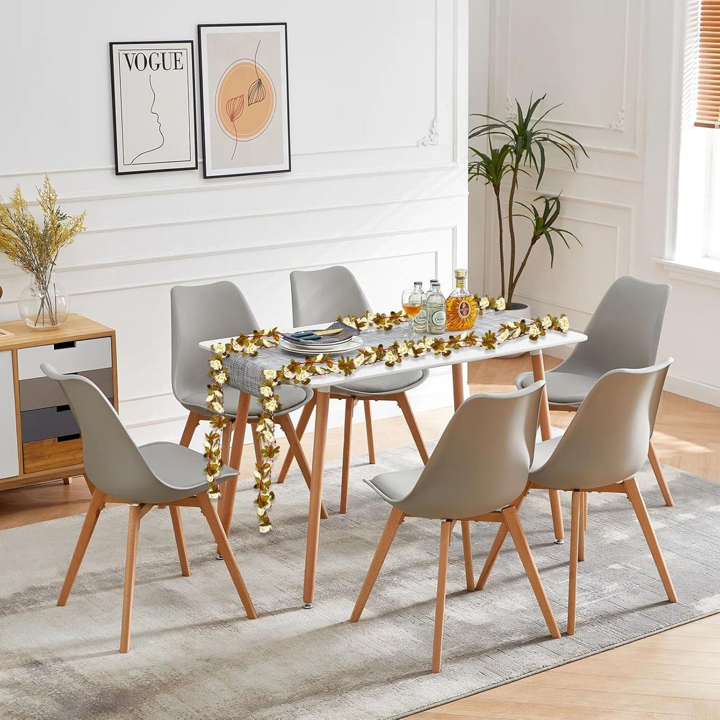 16Pcs 126Ft Cream Rose Garland, Fake Rose Hanging Flowers, Artificial Flower Vine, Hanging Floral Vine Garland for Wedding, Birthday Party, Wall Arch, Halloween, Christmas Garden Backdrop Decor