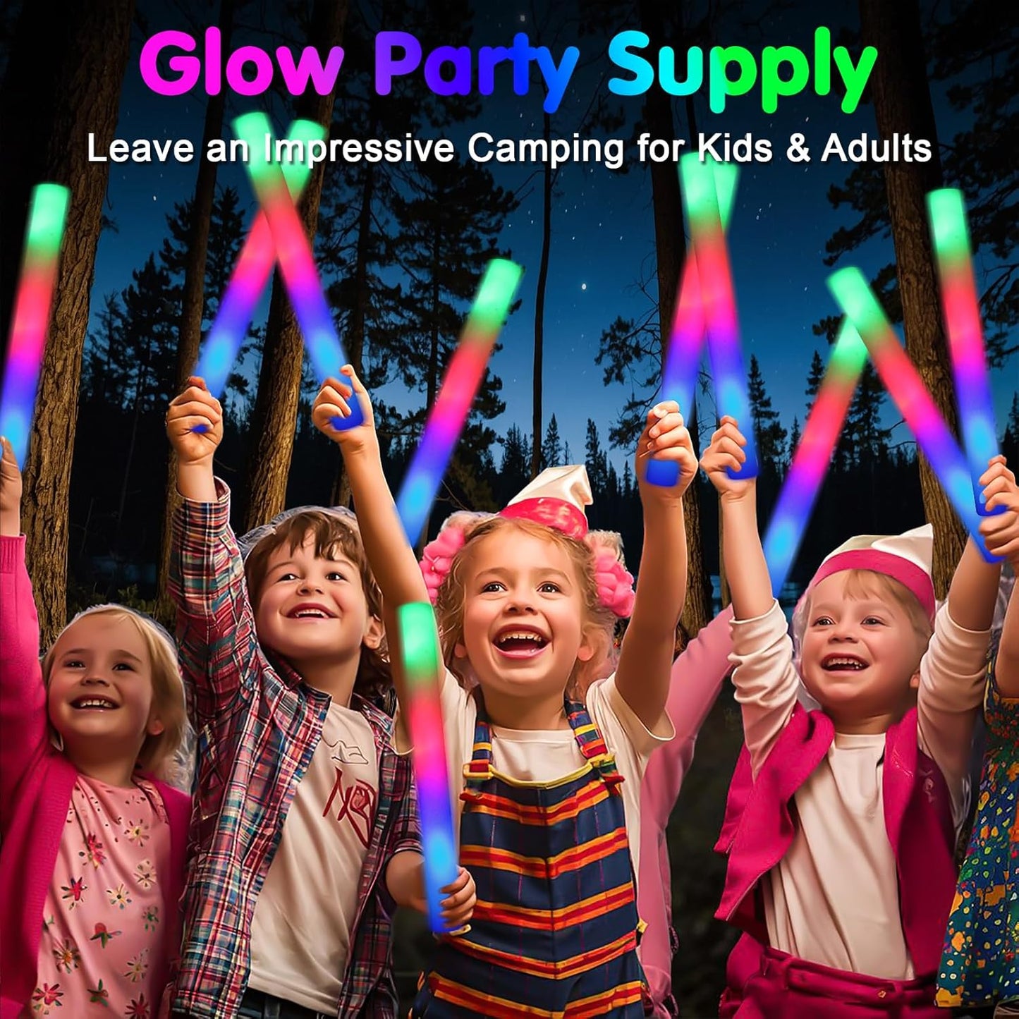 112 PCS Foam Glow Sticks, Foam Light Up Sticks Party Supplies with 3 Mode Colorful Flashing, Glow Sticks Bulk Party Pack, Led Foam Sticks for Birthday, Wedding, Halloween, Carnival, Concert