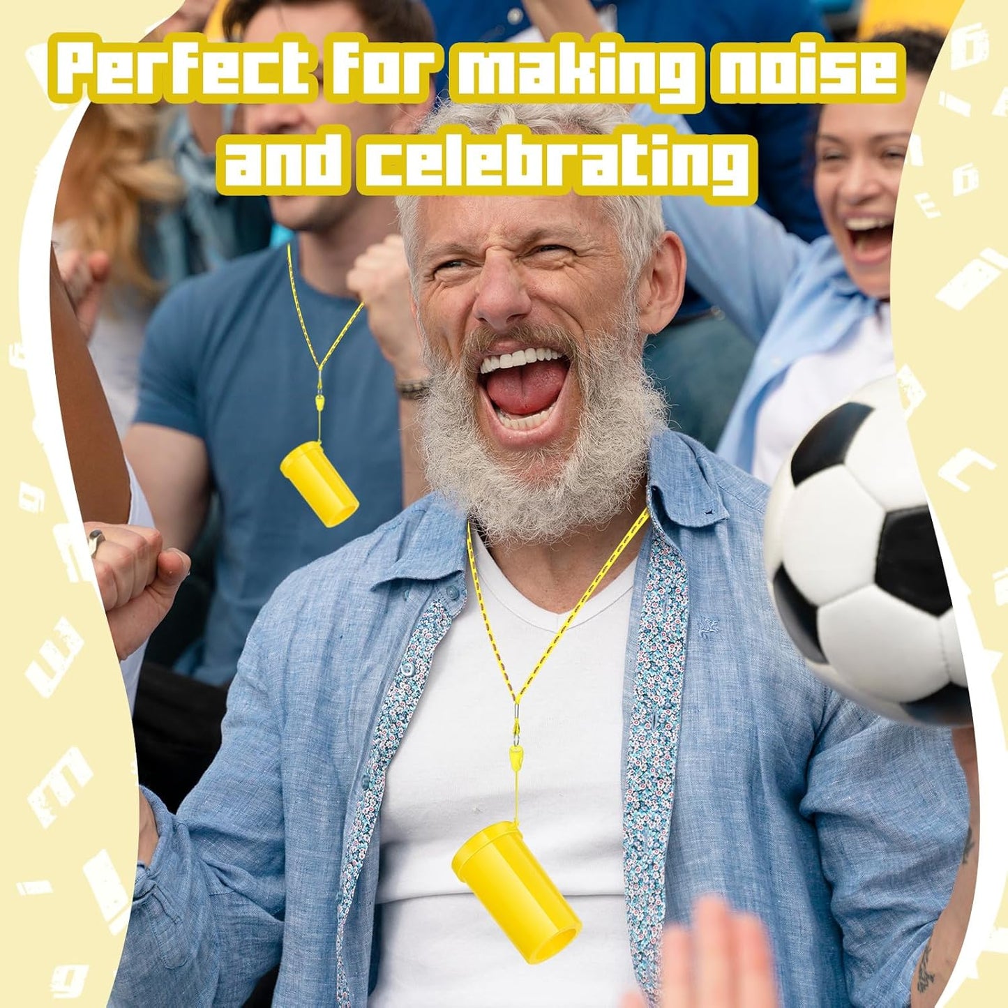 12 Pcs Mini Air Horns 3 Inch Noisemakers for Sporting Events Parties Celebrations Loud Noise Maker Blow Horn Noise Whistle with Lanyard for Birthday Party Celebrations Goodie Fillers(Yellow)