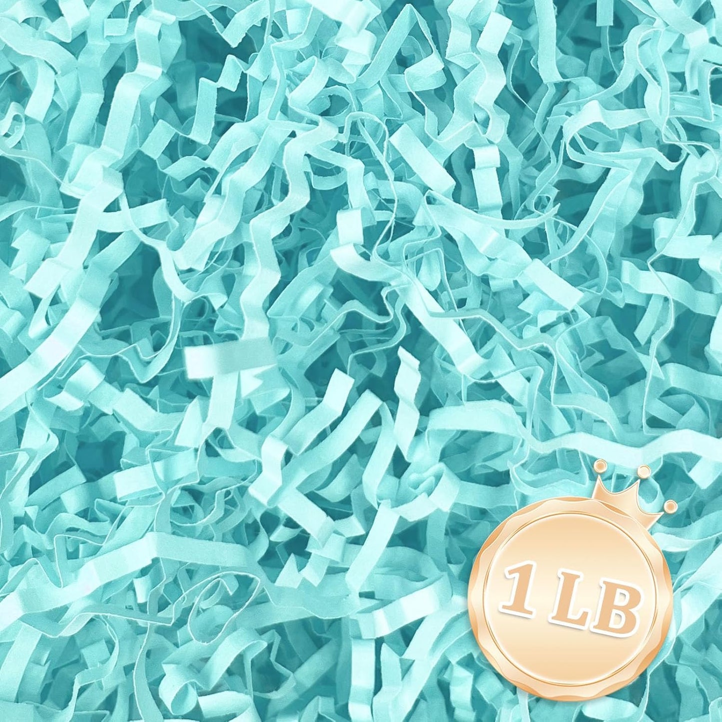 1 LB Light Blue Crinkle Cut Paper Shred Filler Great for Gift Wrapping, Light Blue Basket Fillers, Birthday, Gift Wrapping, Halloween Thanksgiving Christmas Easter Party Decor Filling Supplies