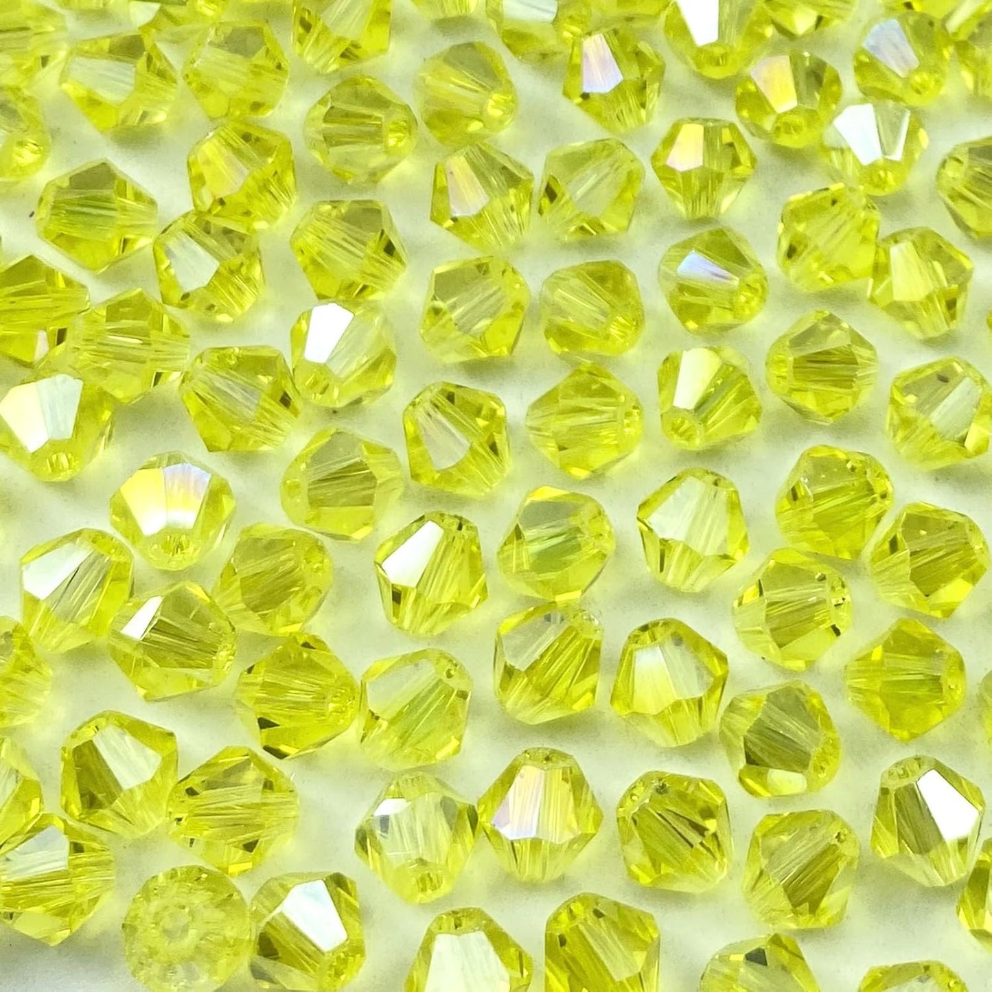 100pcs 8mm Bicone Crystal Glass Beads Loose Spacer Beads Faceted Craft Beads for Jewelry Making DIY Necklace Bracelet Earring Wind Chimes Suncatchers Ornamen(Lemon Yellow AB)