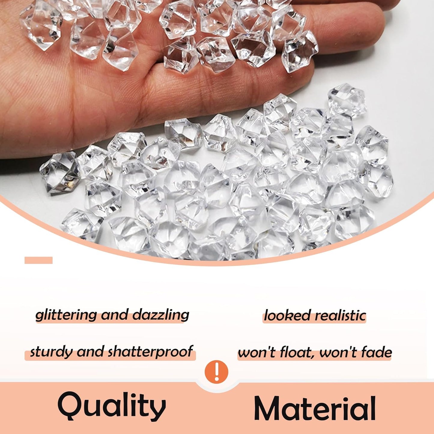 1000Pcs Clear Fake Crush Ice Rocks, Mini Vase Fillers Small Acrylic Diamonds for Centerpieces Home Party Table Scatter, 0.5in Plastic Gems for DIY Crafts