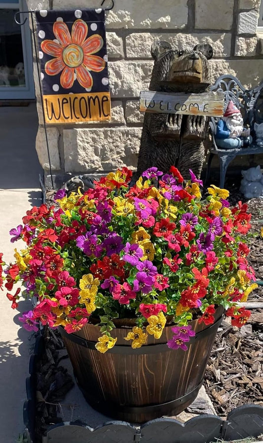 Faux Flower Daisy with Eucalyptus Leaves Fake Plants Greenery Boxwood Outdoor Indoor Garden Home Decoration Porch Patio (Mix)