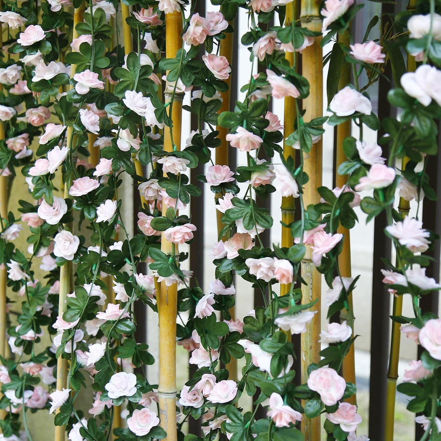 12 PCS 98.4 FT Artificial Flower Garland Rose Garland for Wedding Room Decor（12,Light Pink）