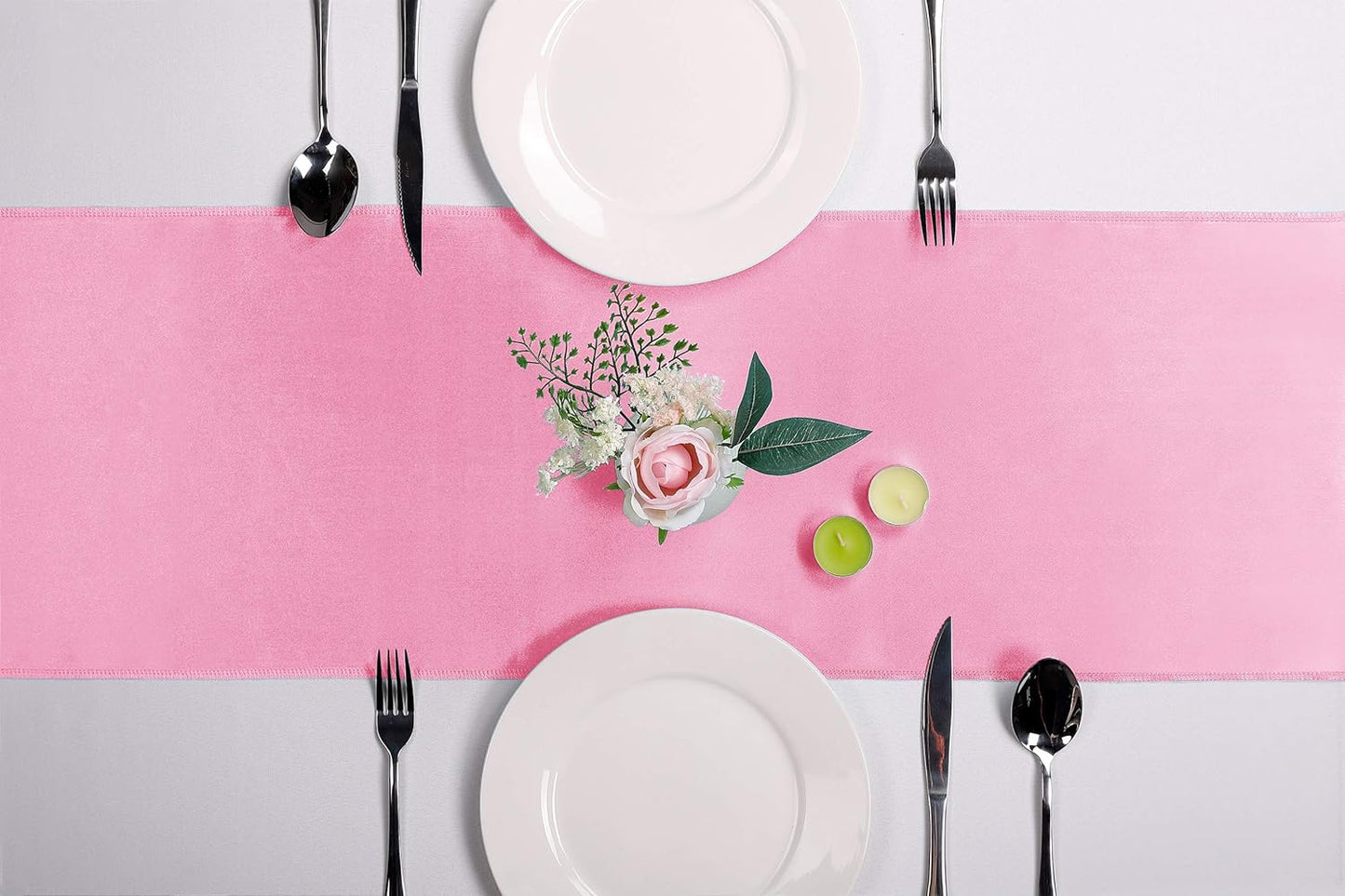 10-Pack Satin Table Runner Pink 12 x 108 inches Long, Table Runners for Wedding, Birthday Parties, Banquets Decorations（10 Pack, 12x108 Inch, Pink）