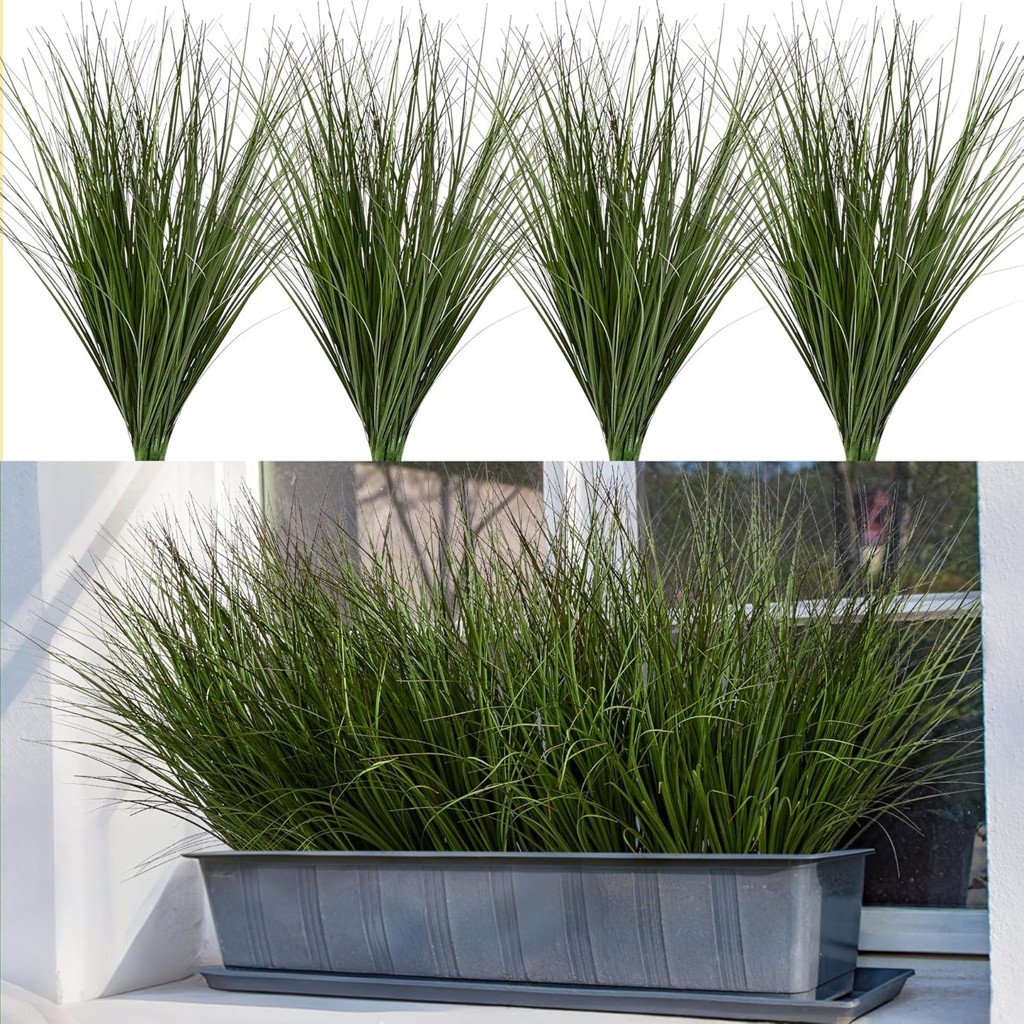 32PCS 17.3" Fake Plants Artificial Wheat Grass Greenery Plastic Plants Fake Grass Artificial Plants for Outdoor Decor Artificial Grass Plant with Greenery Stems for Indoor Home Decoration