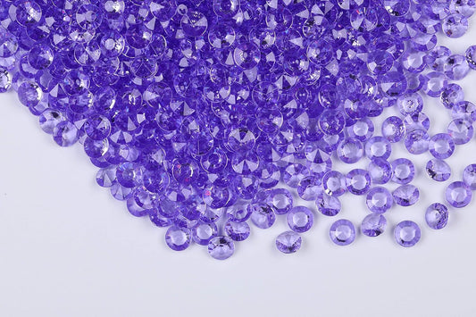 1000pcs/ Pack Wedding Table Acrylic Diamond Scatter Crystals Confetti Acrylic Gems Vase Fillers Rhinestones for Wedding, Bridal Shower, Vase Beads Decorations (12mm, Violet)
