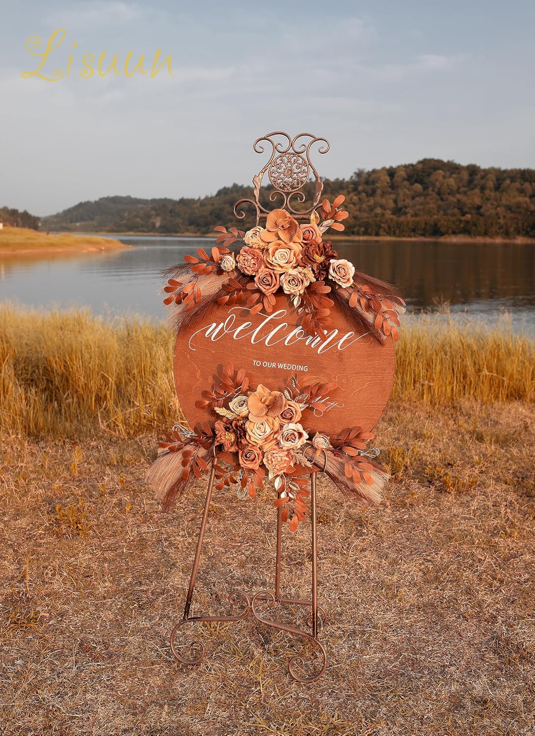 Wedding Arch Flowers, Artificial Flowers for Reception Backdrop and Welcome Ceremony Sign, Large Flower Swag for Dreamy Romantic Wedding Ceremony Floral Decor - Pack of 2