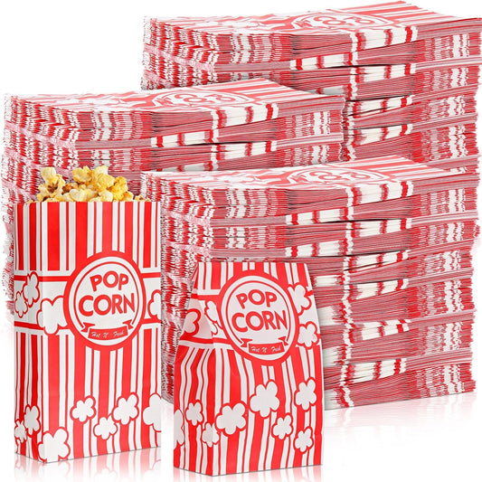1200 Pcs Paper Popcorn Bags Bulk 2 oz Large Flat Bottom Boxes Red and White Disposable Container Sleeve Movie Night Popcorn Bucket for Retro Movie Themed Party Carnival Supplies (Red and White)