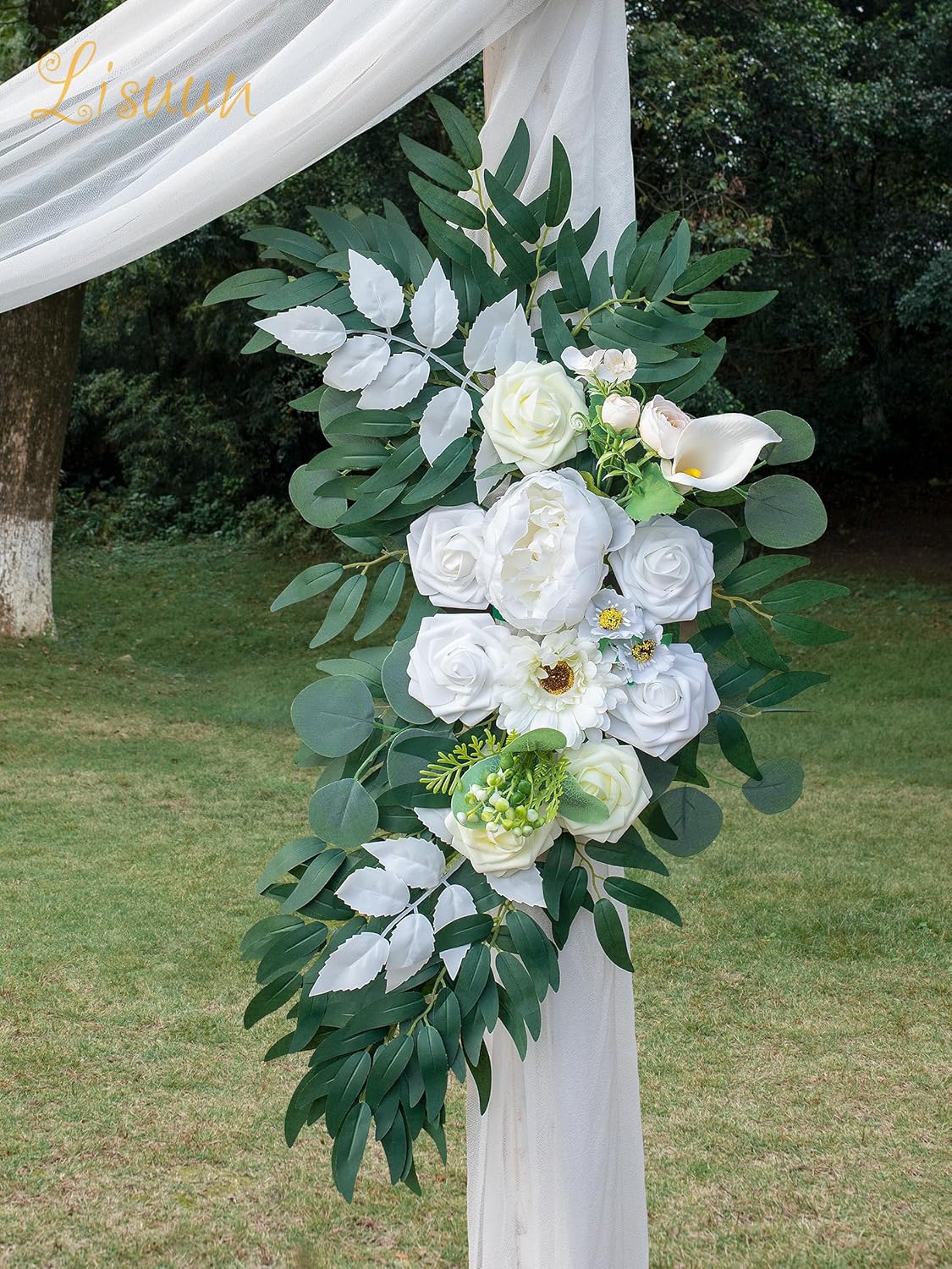 Wedding Arch Flowers, Artificial Flowers for Decoration, Large Flower Swag for Boho Styles Wedding Ceremony Floral Decor - Pack of 2