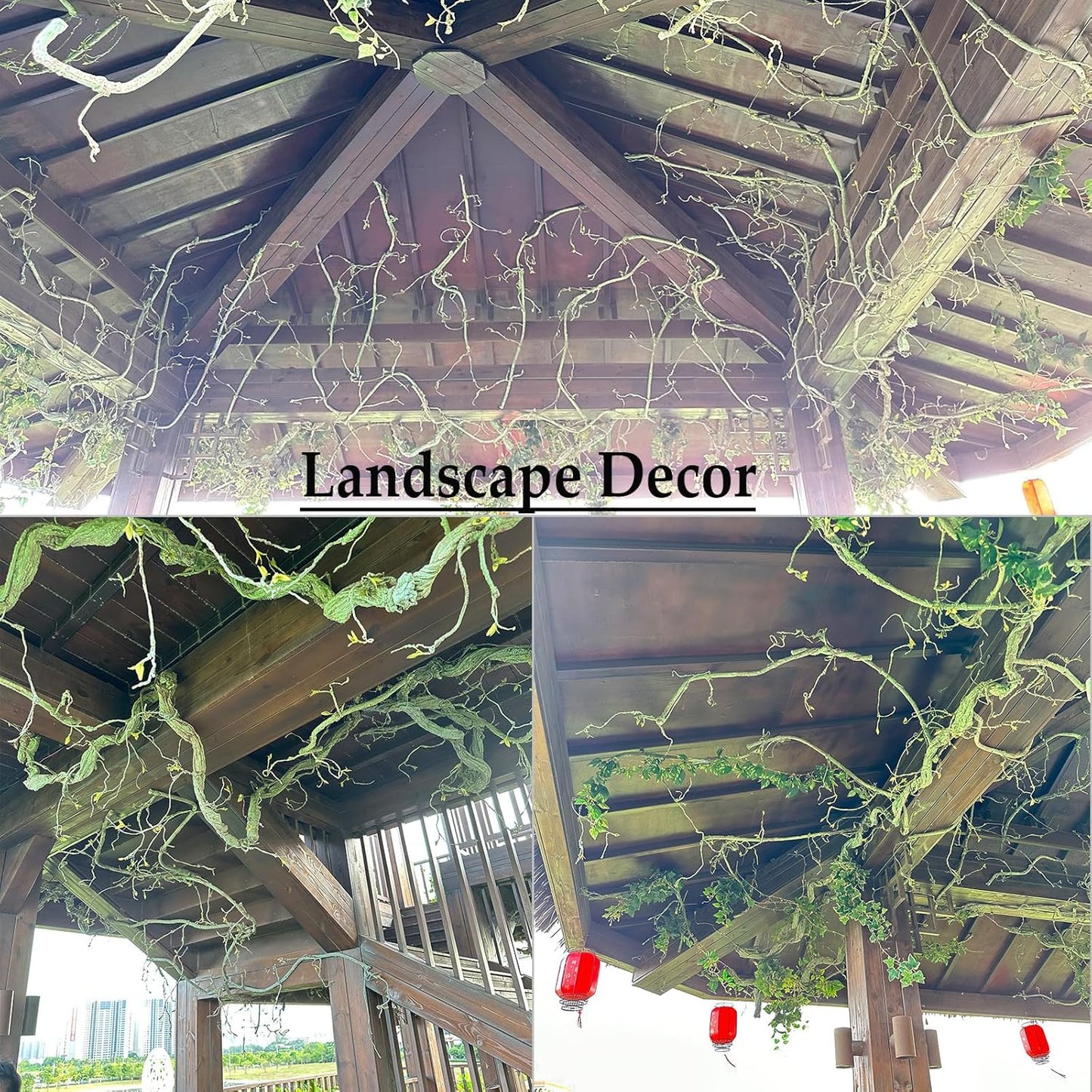 118 inch Medium Malleable Artificial Green Tree Branches Grapevine Garland Fake Cherry Blossom Tree Trunk Twigs for Wall Hanging Willow Ivy Home Room Wedding Decoraton