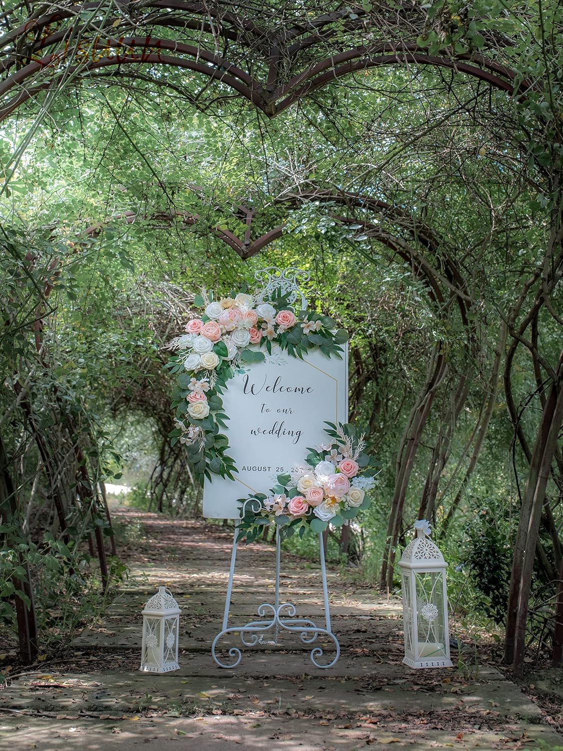 Wedding Arch Flowers, Artificial Flowers for Decoration, Large Flower Swag for Boho Styles Wedding Ceremony Floral Decor - Pack of 2