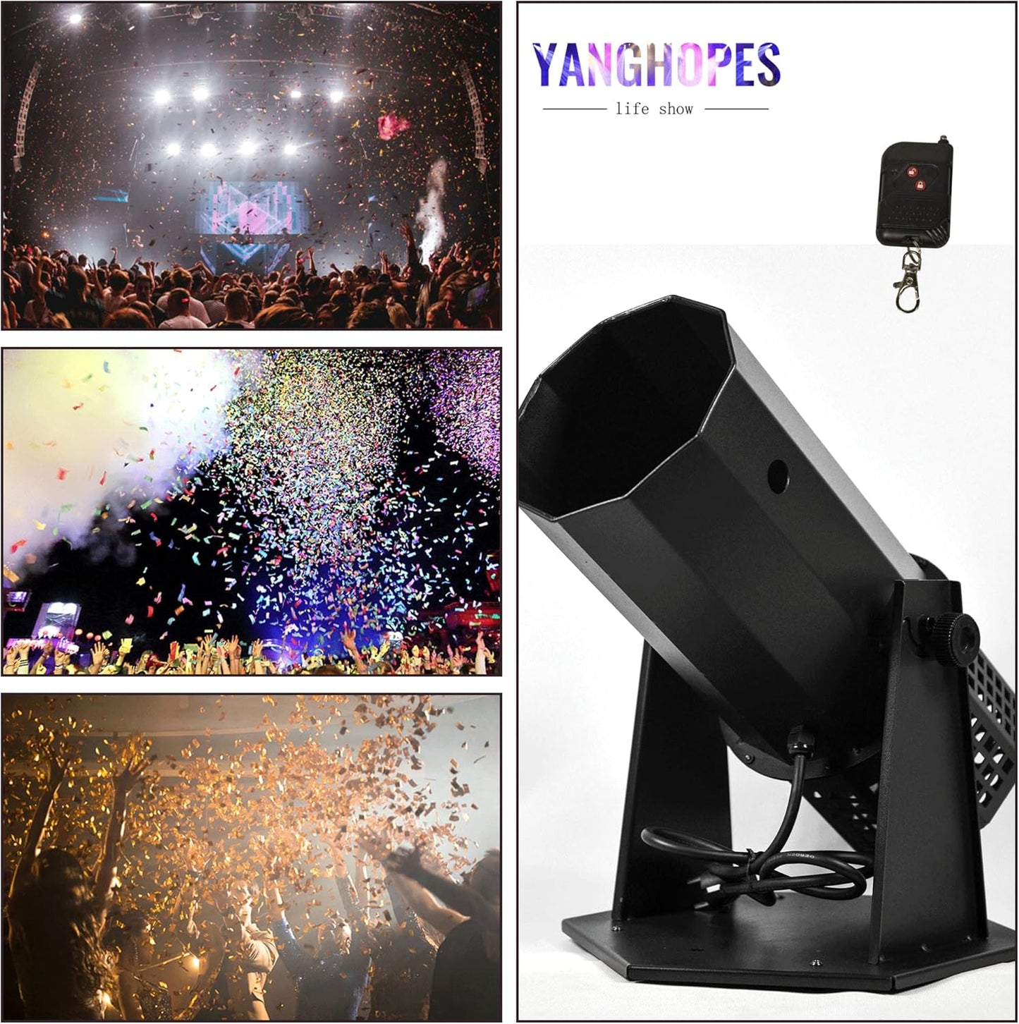 1500W Professional Confetti Machine Confetti Cannon Machine Electric Confe-tti Launcher Confe-tti Tubes W/Wireless Remote, for Special Event, Parties, Club, Wedding, Concerts