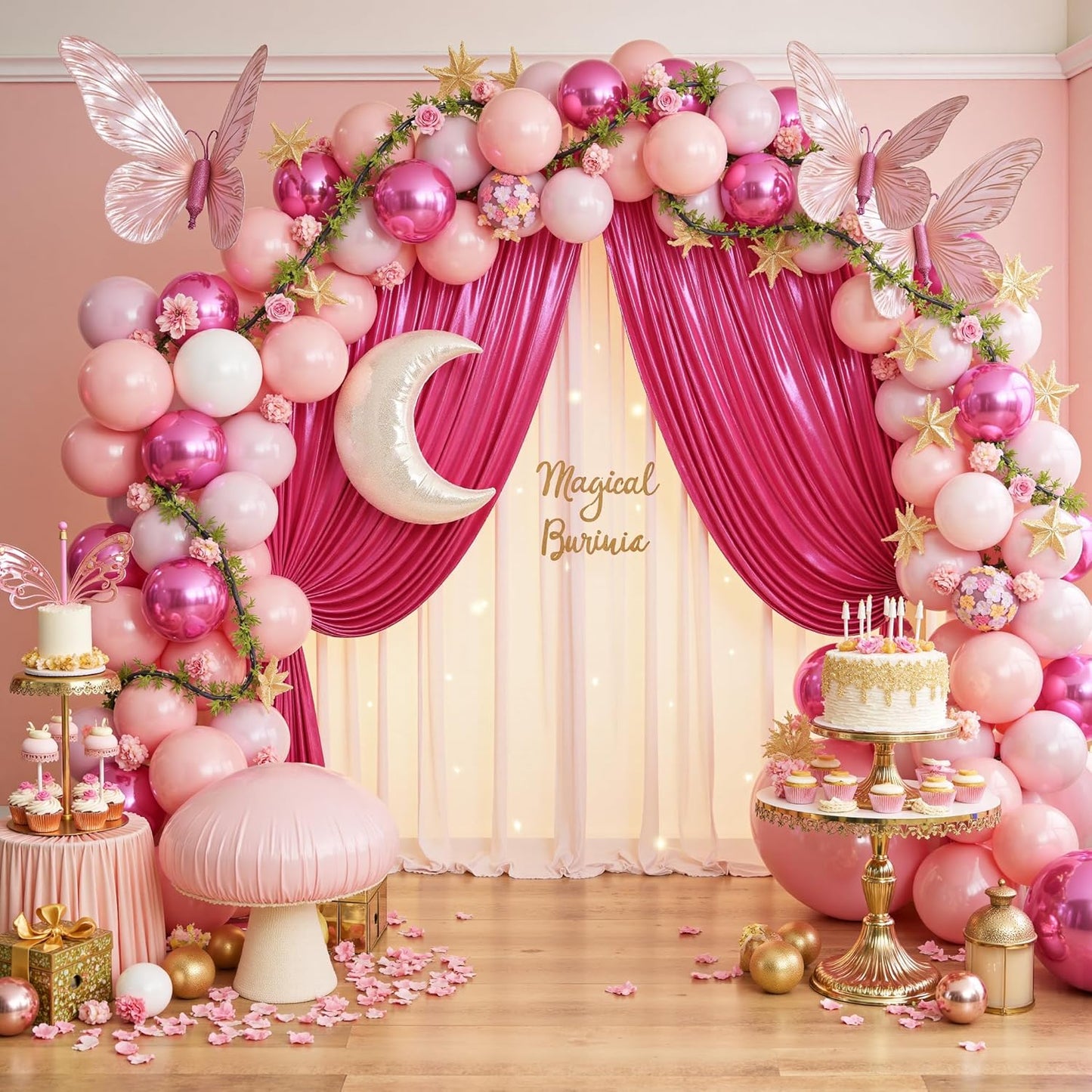 10x10ft Thick Hot Pink Glitter Backdrop Curtain Panels for Parties, Wrinkle Free Sequin Sparking Photo Backdrop Drapes, 2 Panels 5x10ft Shimmer Back Drop Cloth for Wedding Birthday Photography