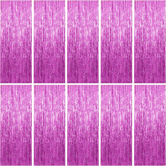 10 Pack Foil Curtain Backdrop Metallic Tinsel Foil Fringe Curtains Photo Booth Props for Birthday Wedding Engagement Baby Shower Bachelorette Christmas Holiday Celebration Party Decorations