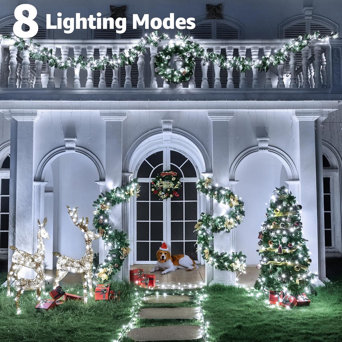 196FT 600LED Christmas Lights Outdoor Waterproof, White String Light with Remote, 8 Modes Christmas Tree Lights Plug in Twinkle Fairy Light for Classroom Holiday Xmas Party Decor