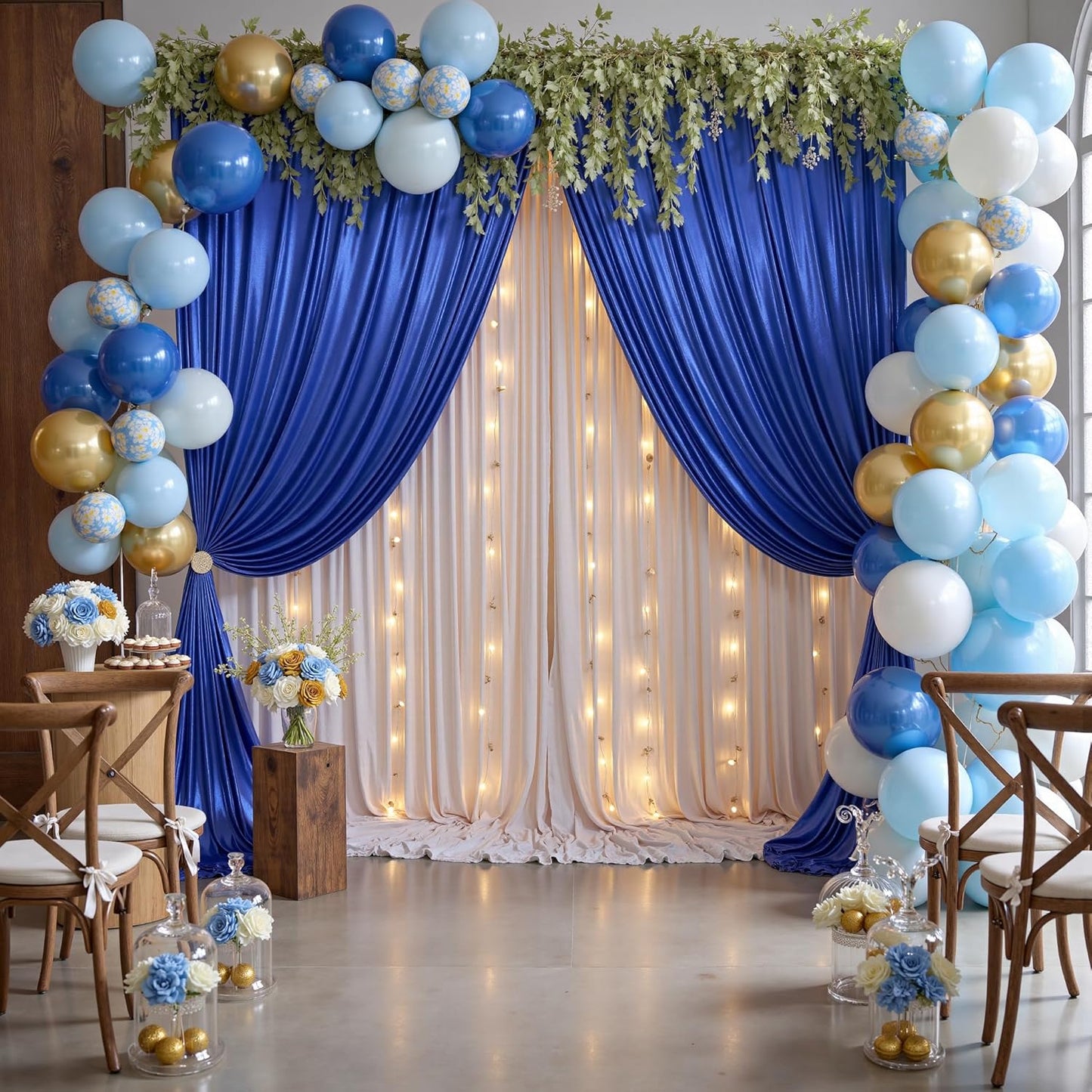 10x10ft Thick Royal Blue Glitter Backdrop Curtain Panels for Parties, Wrinkle Free Sequin Sparking Photo Backdrop Drapes, 2 Panels 5x10ft Shimmer Back Drop Cloth for Wedding Birthday Photography